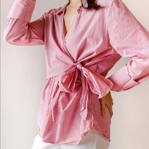 Who What Wear Asymmetrical Tie-waist Blouse